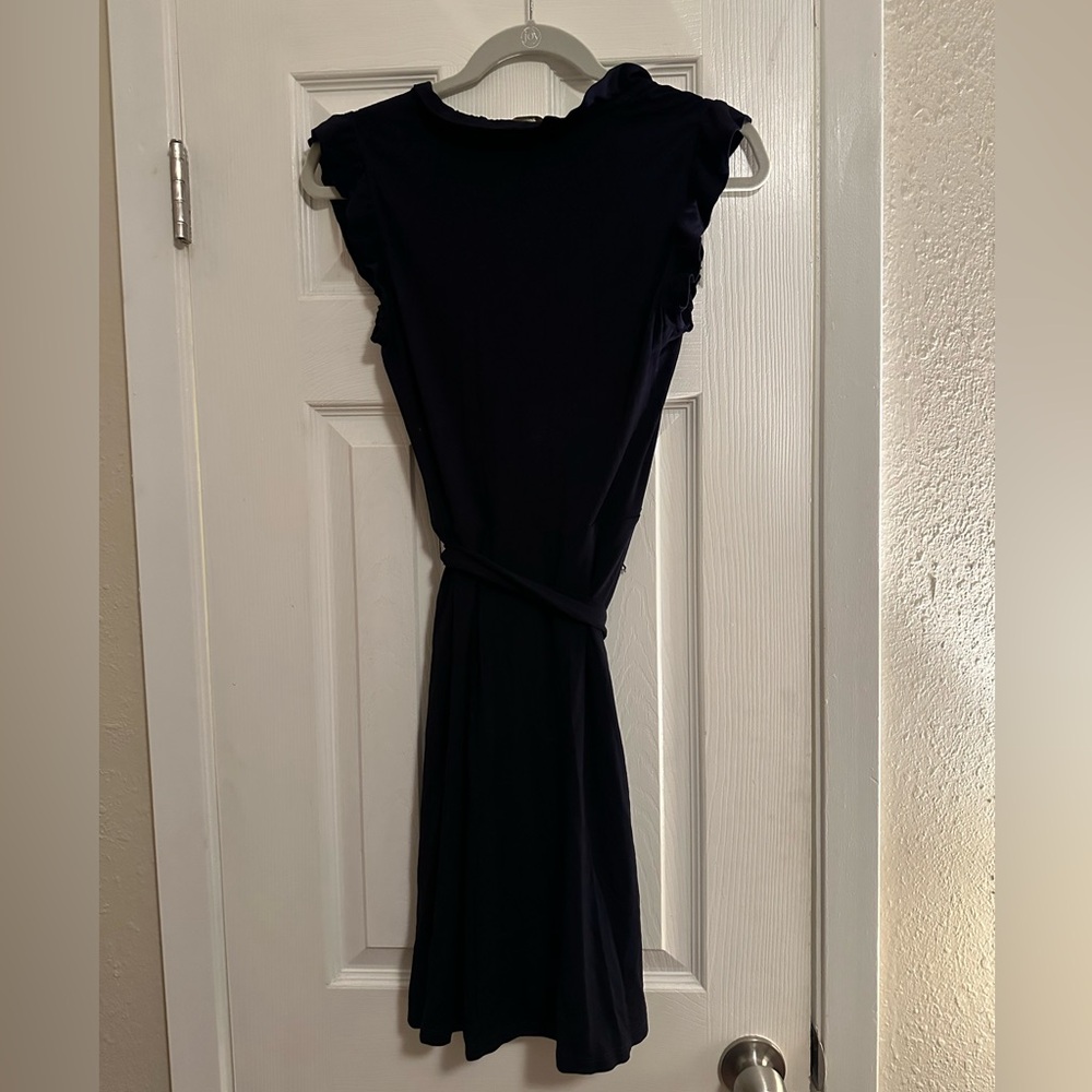 Boden- Ruffle Fixed Wrap Jersey Dress — navy — size 6 R - Picture 4 of 5